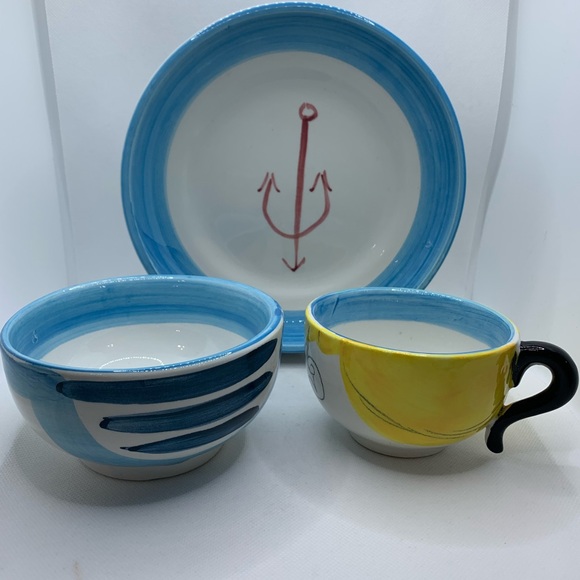 Italian pottery 3 piece serving set - Picture 14 of 16